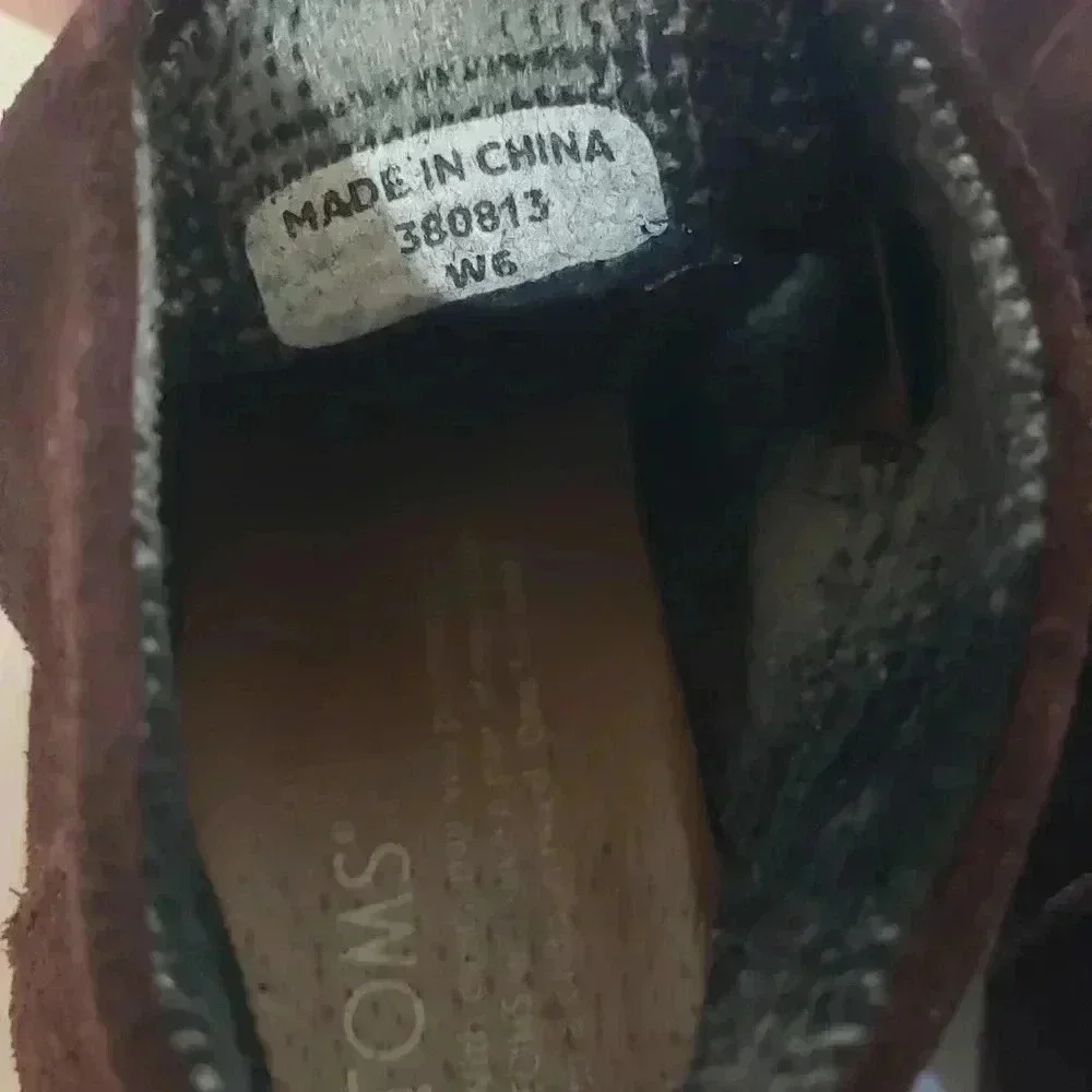 Tom's‎ wedge lace up bootie womens size 6 wide brown suede